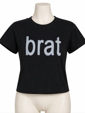 Charli XCX Brat Official Merch Black Baby Tee Shirt Large NWT I'm Your Fav Refer